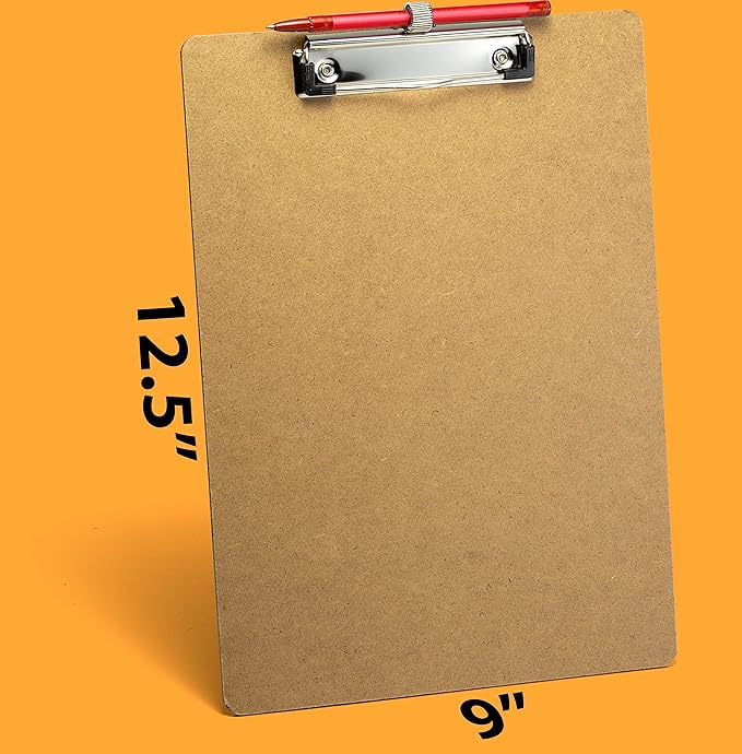 Achieva Recycled Wood Clipboard, Letter Size, Low Profile Clip with Pen Holder, 6 PK (68002)