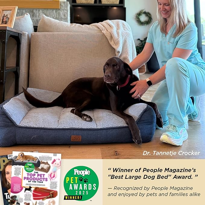 Bedsure SupportMax™ XL Plus Orthopedic Dog Beds Large Sized Dog - Extra Thick Supportive Dogs Couch with Waterproof Washable Cover, Jumbo Pet Sofa with Soft Sherpa and Nonskid Bottom, Grey, 48"