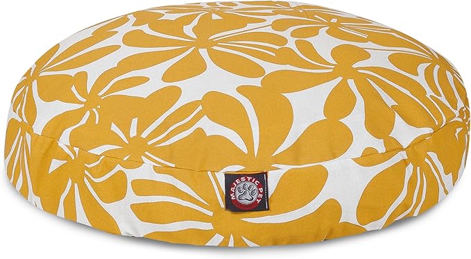 Yellow Plantation Medium Round Indoor Outdoor Pet Dog Bed With Removable Washable Cover By Majestic Pet Products