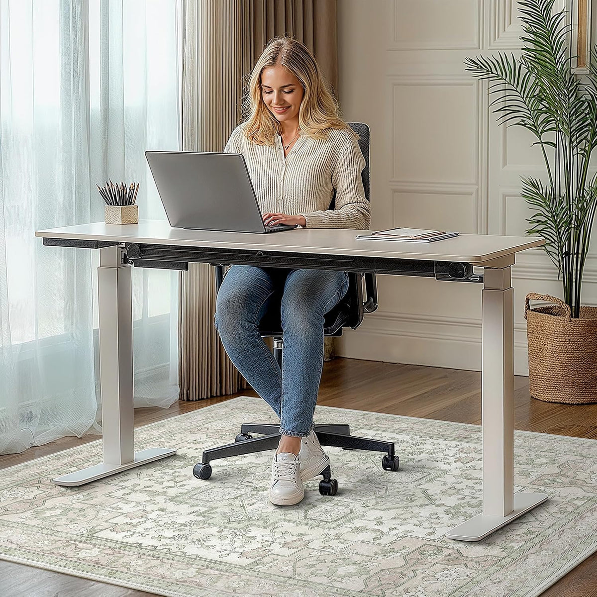 36"x48" Office Chair Mat for Hardwood Floor, Non-Slip Washable Mint