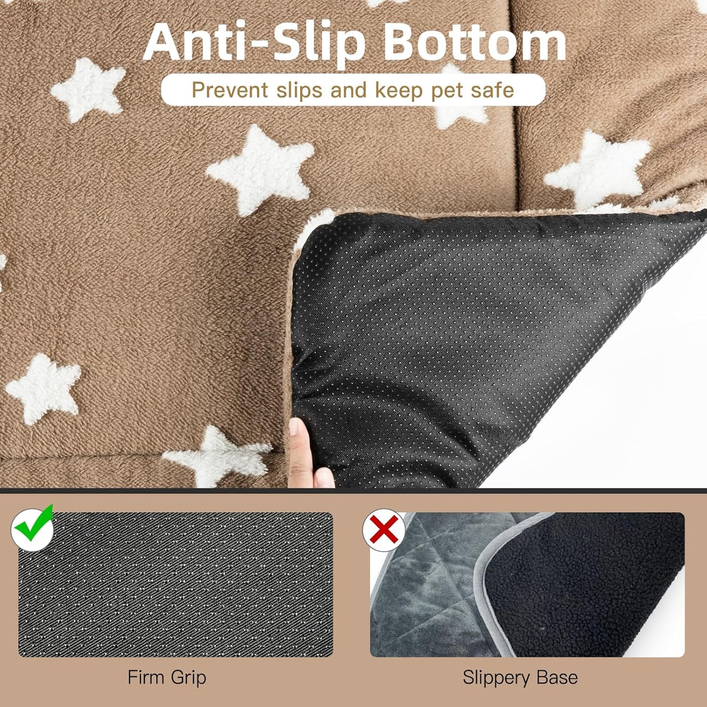 Mora Pets Dog Crate Pad Dog Kennel Bed Mat for Large Dogs Washable Cute Star Pet Bed for 36 inch Cage Ultra Soft Flat Puppy Cat Cushion for Cozy Sleeping Anti-Slip Brown 36 x 23