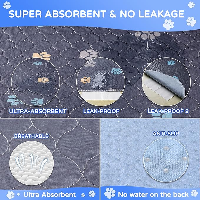 Aitmexcn Washable Puppy Dog Pee Pad, 2PCS 100% Waterproof Whelping Training Mat for Puppy/Senior Dog, Fast Drying Reusable Puppy Pads for Indoor, Outdoor and Car Travel- 32'' x 36''