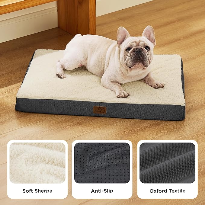 Bedsure Dog Bed Medium Size Dog - Comfy Flat Puppy Beds with Removable Washable Cover, Orthopedic Egg Crate Foam Pet Mat, Suitable for Pet Up to 30 lbs