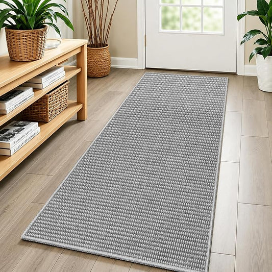 Faux Jute Hallway Runner Rug 2'x10', Washable & Non-Slip, No Odor. Farmhouse