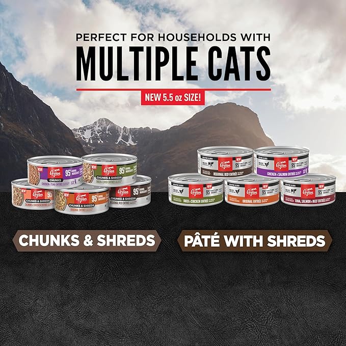 ORIJEN Chunks & Shreds Wet Cat Food Regional Red Entrée 5.5oz Cans (6 Count)