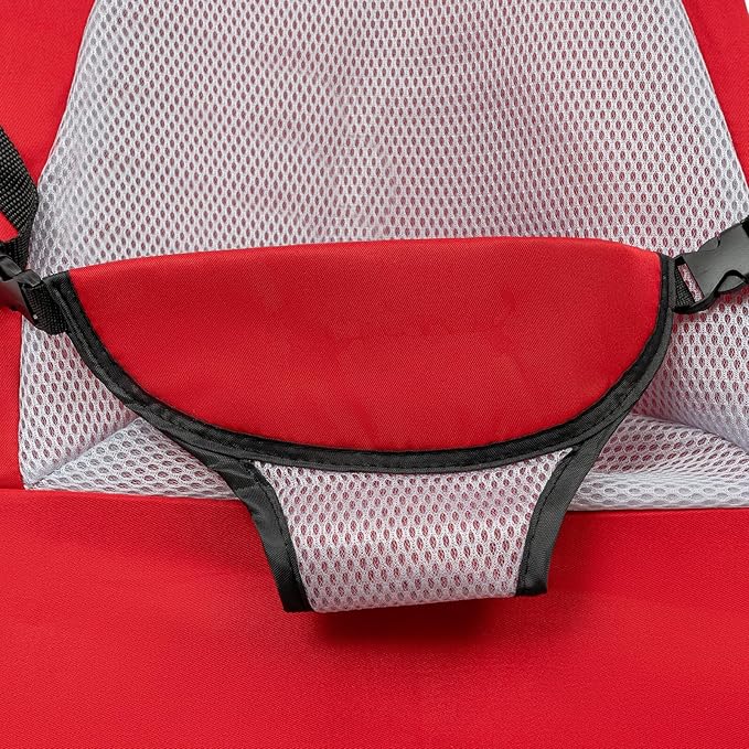 Pet Rocking Chair for Small Dogs & Cats, Portable Foldable Pet Rocker with 3-Level Height Adjustment & 33lbs Capacity, Washable Breathable Indoor/Outdoor Fur Baby Bouncer Bed (Red)