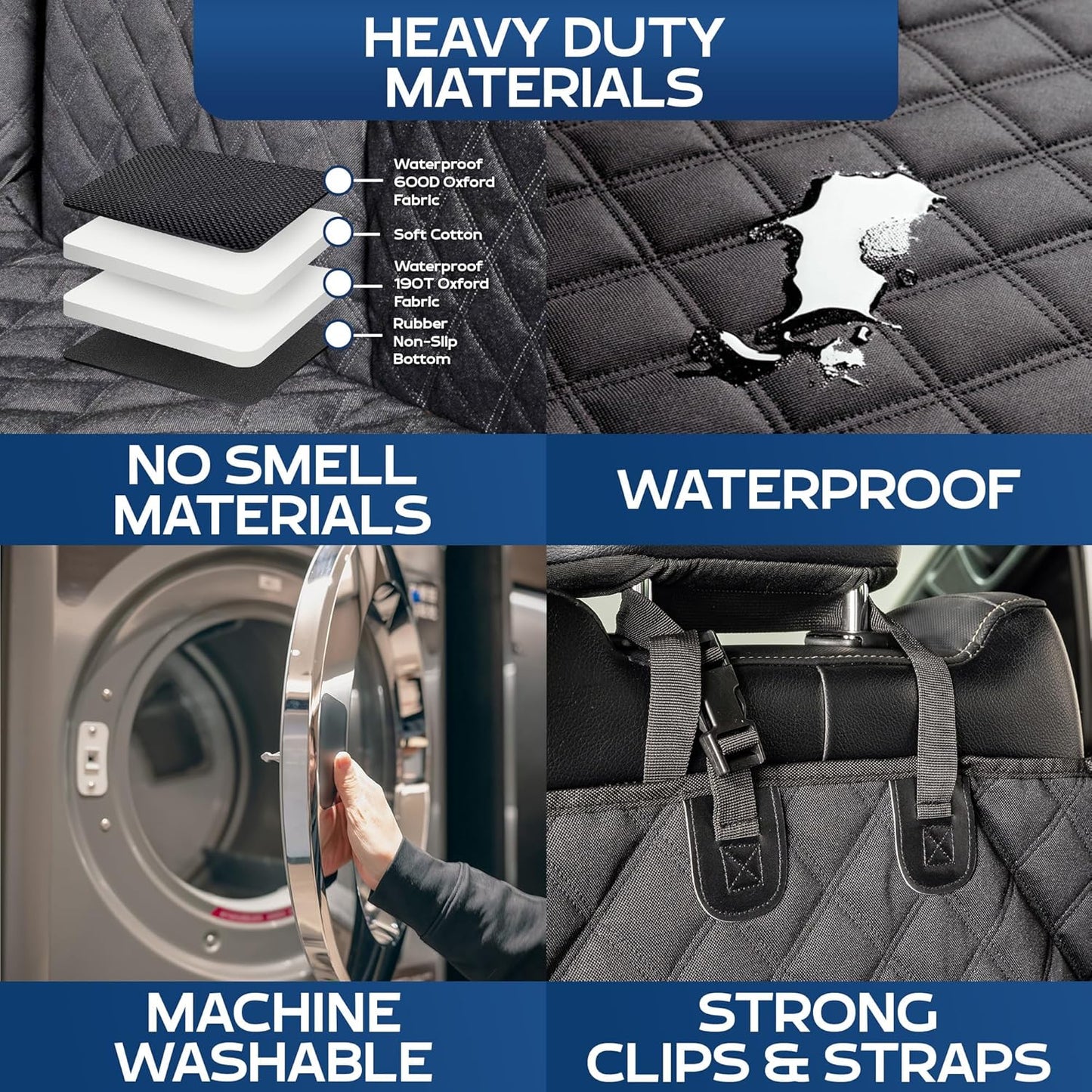 XL Floor Cover with Door Protection and Tactical MOLLE System - As Seen on Shark Tank - Fits Full-Size Crew Cab Trucks with Fold Up Seats, Waterproof & Machine Washable – XL Dog Hammock for Truck