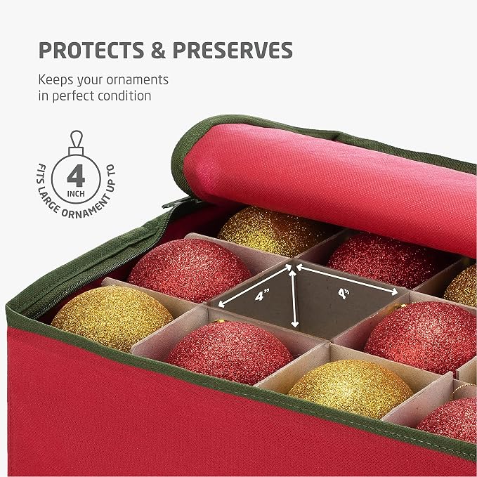 ZOBER Large Christmas Ornament Storage Box