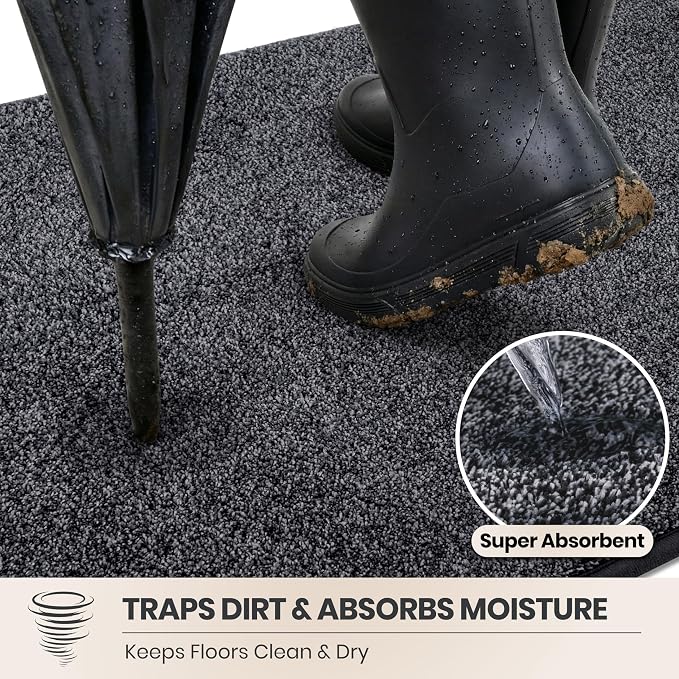 PURRUGS Dirt Trapping Door Mat 31.5" x 70", Non-Slip Machine Washable Entryway