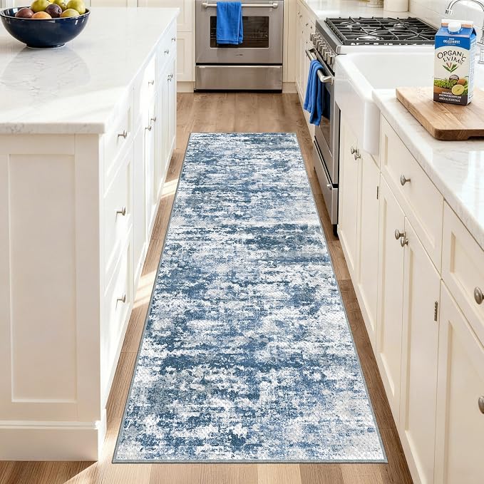 Abstract Washable Runner Rug 2x6, Woven Non-Shedding Thin Runners