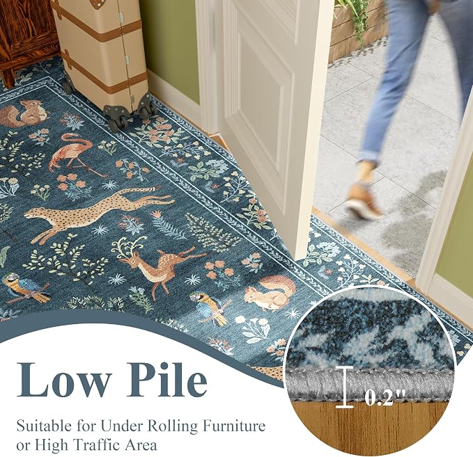 DUKINO 8x10 Rug, Washable Animal Living Room Rug