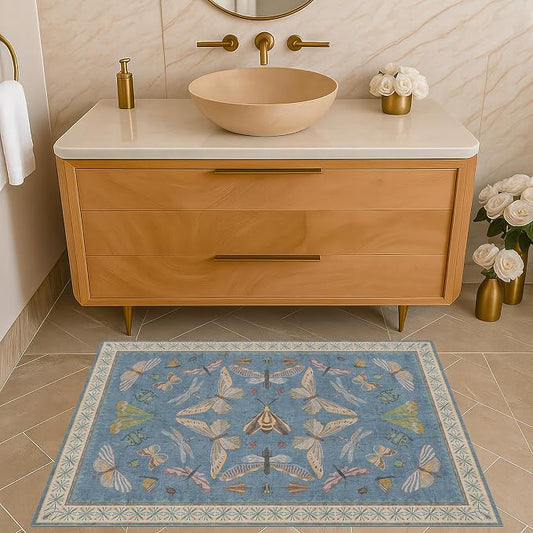 Dusty Blue Bathroom Rug 2x4
