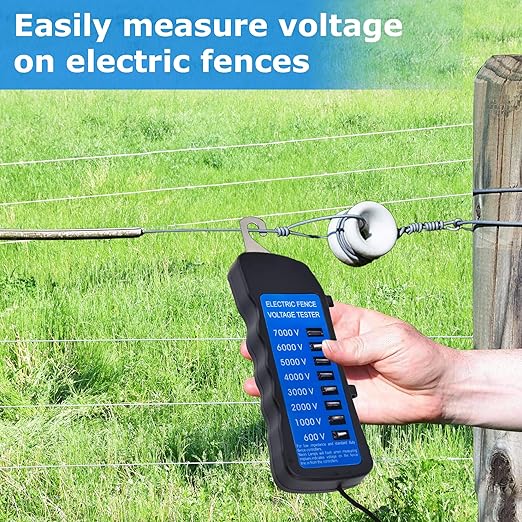 Electric Fence Voltage Tester, 7KV Fence Tester 8 Neon Indicator Lights/Fence Tester for Farms Farms Fault Finder Portable Testing Tool