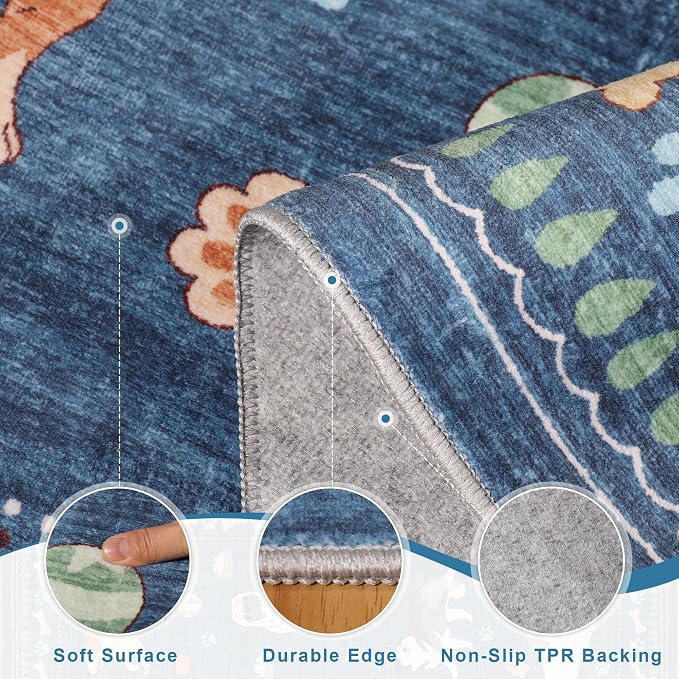 DUKINO 2x4 Runner Rug for Entryway, Animal Dog Print Washable Kitchen Rug