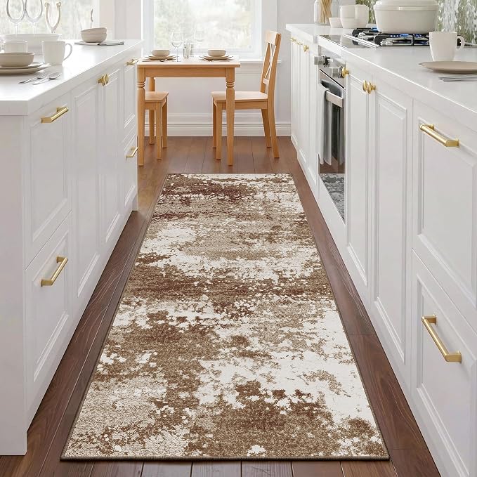 2x5 Brown Rug Runners for Hallways Kitchen Non Slip Washable Entryway Runner