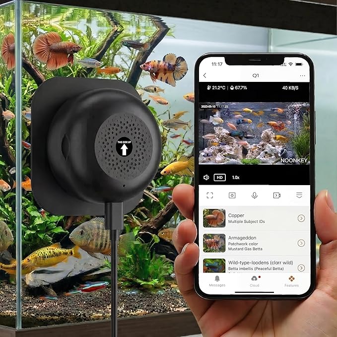 3MP 2K Pet Camera for Aquarium, Reptile & Bird Feeder, No Drill Window Security Camera, 5GHz/2.4GHz WiFi, Color Night Vision, 24/7 Recording, Human Detection & Alarm, 2-Way Audio, Work w/Alexa