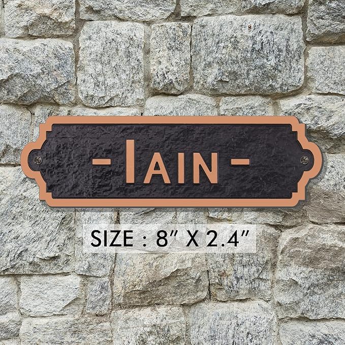 Acrylic Horse Stall Name Plate, 2.4" x 8" Personalized Stall Signs, UV Protected, Custom Pet Name Sign, All Weather Adhesive, Mounting (Antique Copper, Style 4)