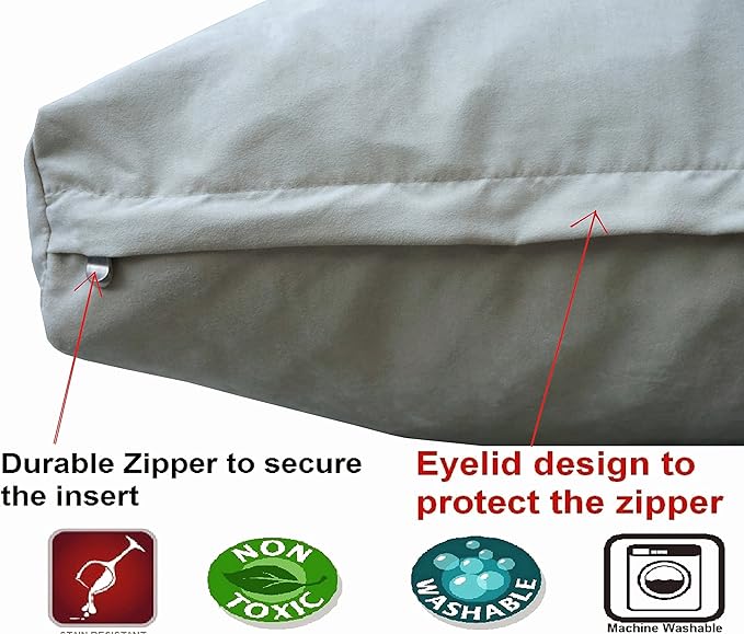 Dogbed4less Medium Memory Foam Dog Bed Pillow with Orthopedic Comfort, Waterproof Liner and Khaki Microsuede Pet Bed Cover 37X27 Inches