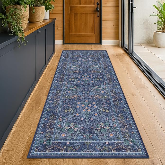 Dark Blue 2'6" x 10' Long Runner Rugs