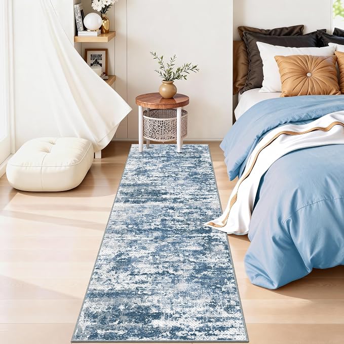 Abstract Washable Runner Rug 2x6, Woven Non-Shedding Thin Runners