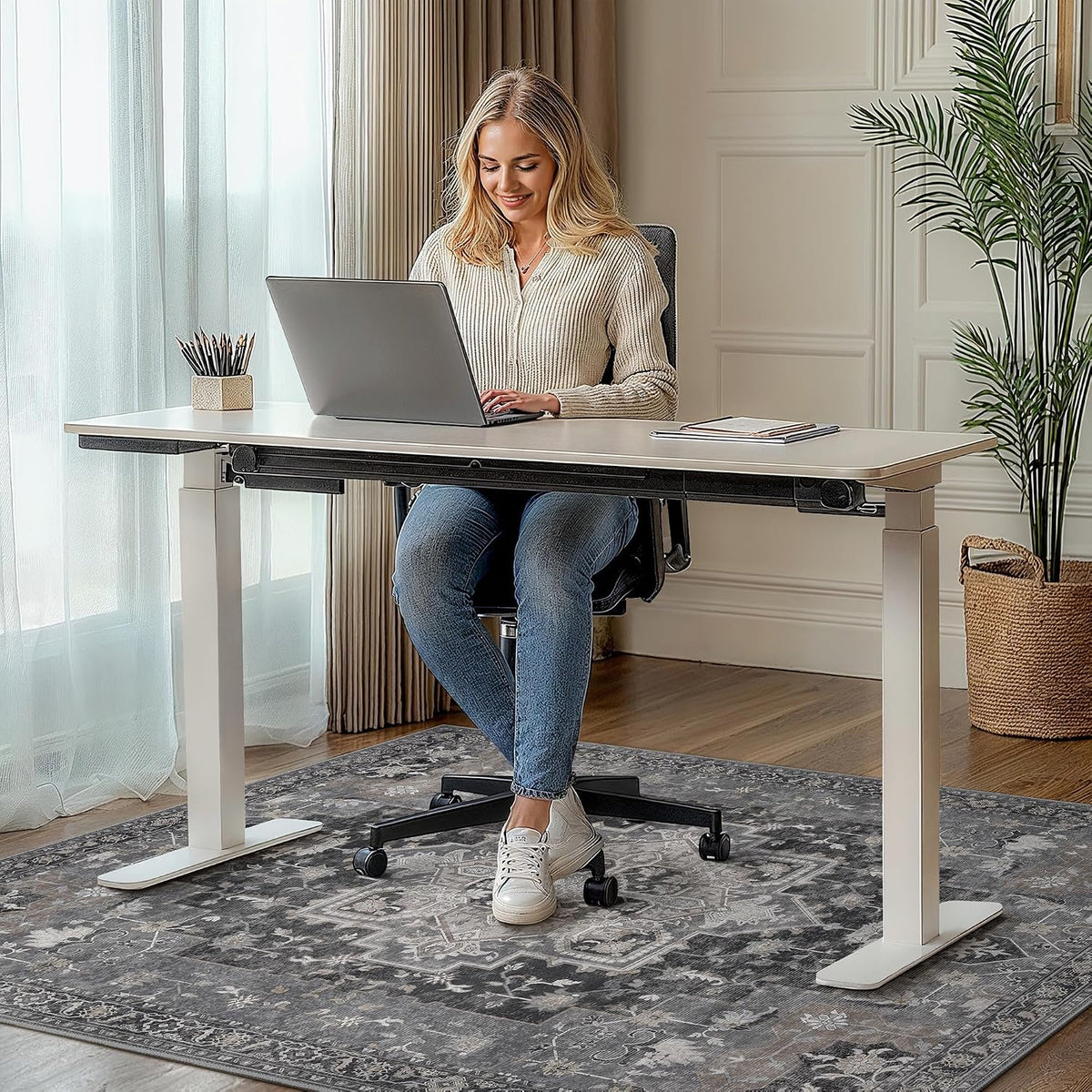 36"x48" Office Chair Mat for Hardwood Floor, Non-Slip Washable Black