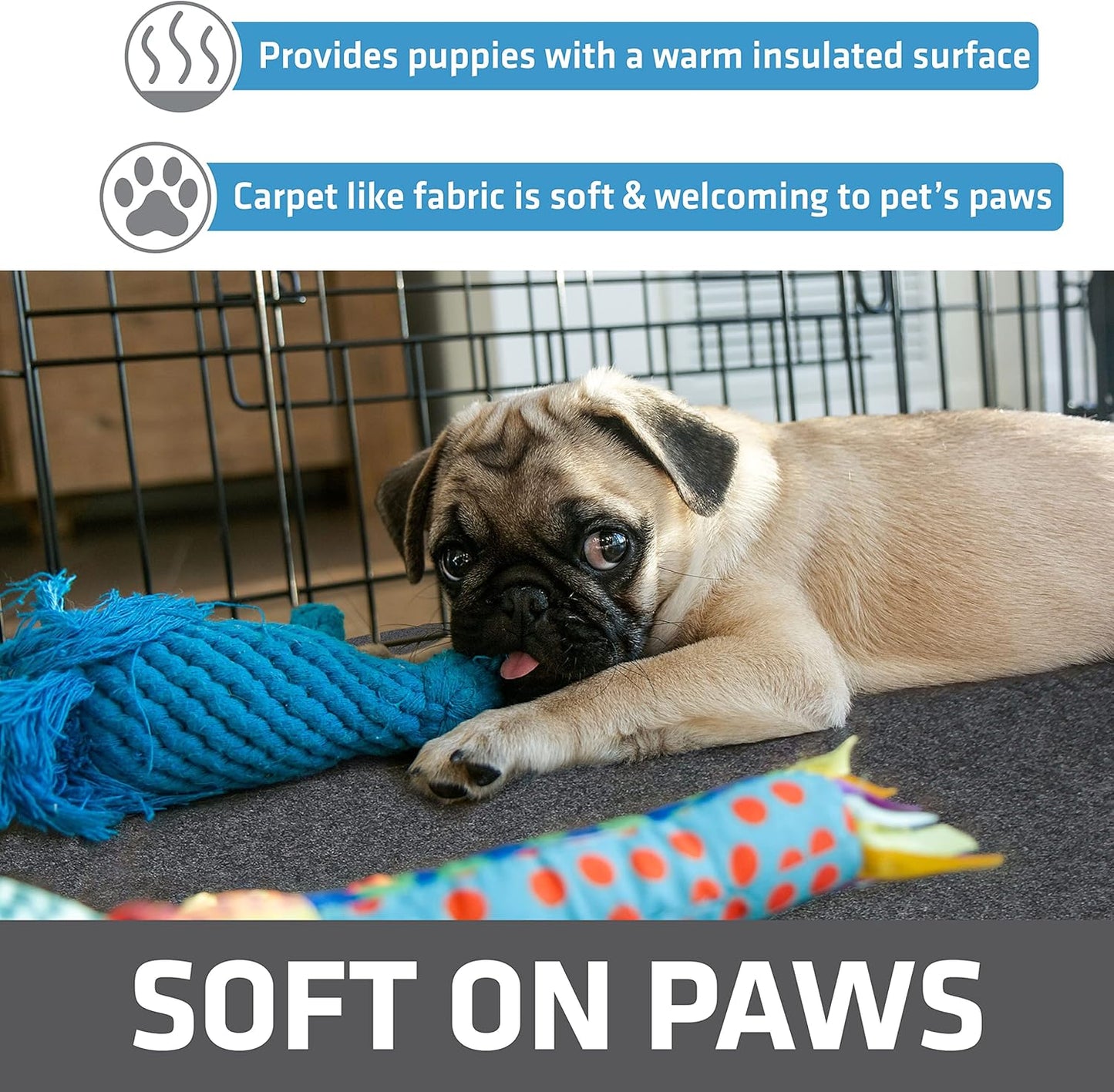 Drymate 2-Pack Jumbo Dog Playpen Mat (60x74), Absorbent, Waterproof, Slip-Resistant, Machine Washable, Reusable Puppy Pad for Training, Whelping, Housebreaking, Incontinence, Crate, Kennel (USA Made)