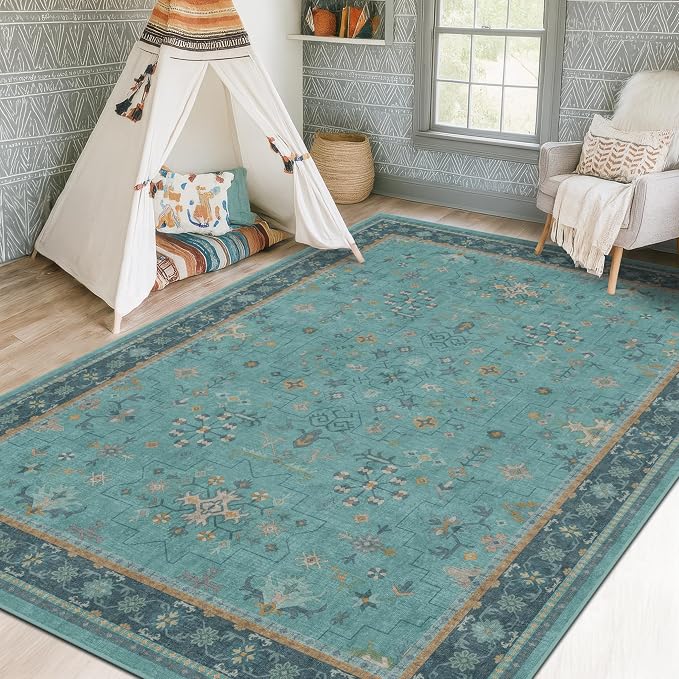 Boho 8x10 Large Teal Green Rugs