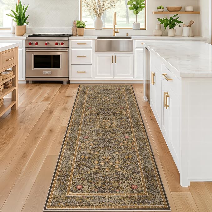 Brown 2'6" x 10' Hallway Runner Rug Non Slip