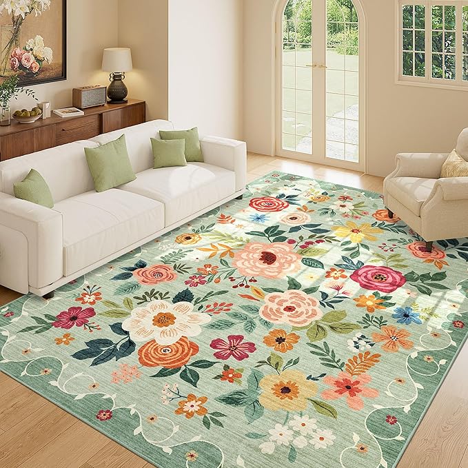 DUKINO 6x9 Area Rug, Floral Rugs