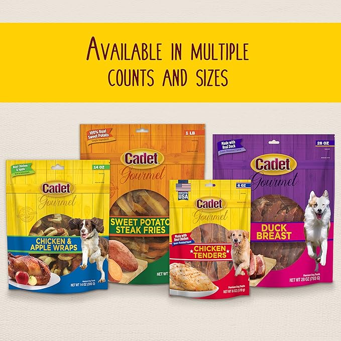 Cadet Gourmet Shish Kabob Dog Chews for Small Dogs, Rawhide Treats with Chicken, Duck and Sweet Potato, Healthy & Natural Beef Hide, 5-Inch Sticks, 24 oz