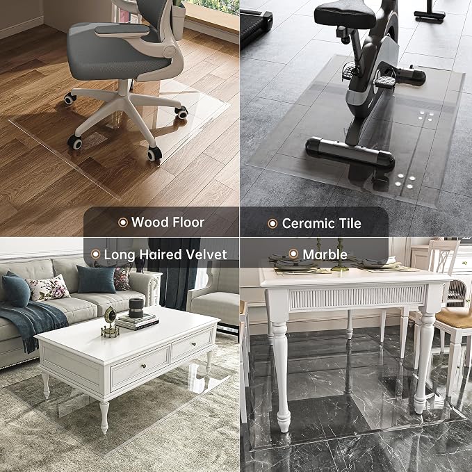 36“ x 36” Beveled Edge Glass Chair Mat