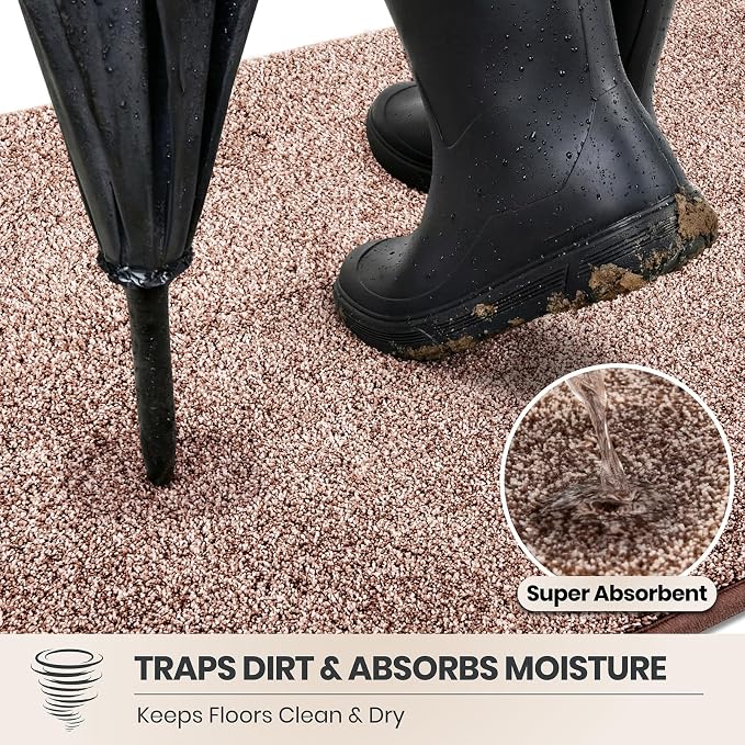 PURRUGS Dirt Trapping Door Mat 36" x 36", Non-Slip Machine Washable Entryway Rug