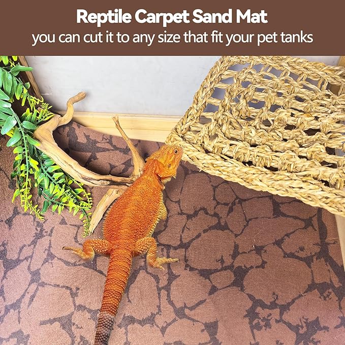 BNOSDM Reptile Carpet Pet Desert Mat Terrarium Liner Bedding Mats Reversible Substrate for Lizard Gecko Tortoise Snake Chameleon Bearded Dragon 39.3x19.6IN