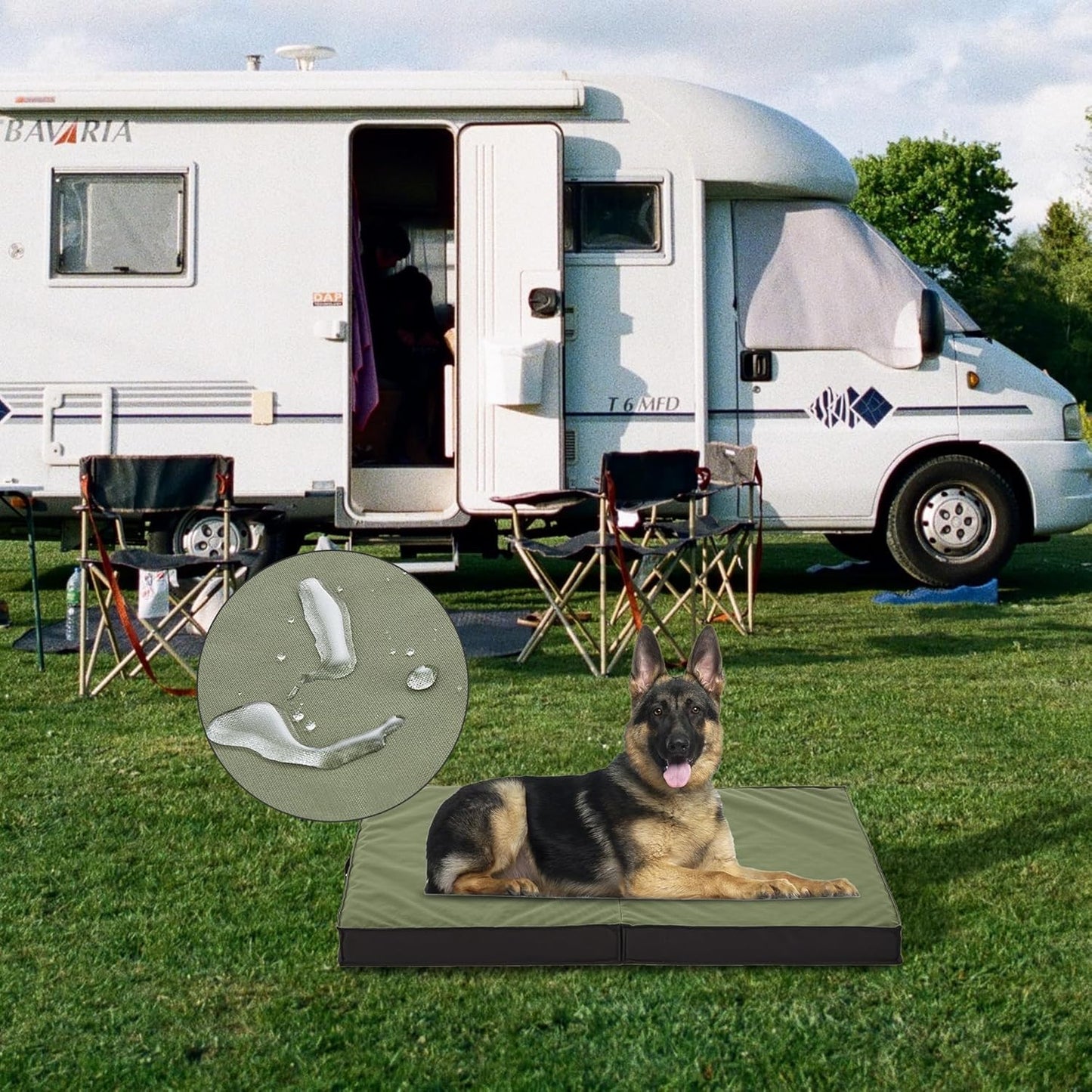 Outdoor Dog Bed - Waterproof, Portable, Foldable, Cooling, Orthopedic for Large Dogs - 35" All Weather