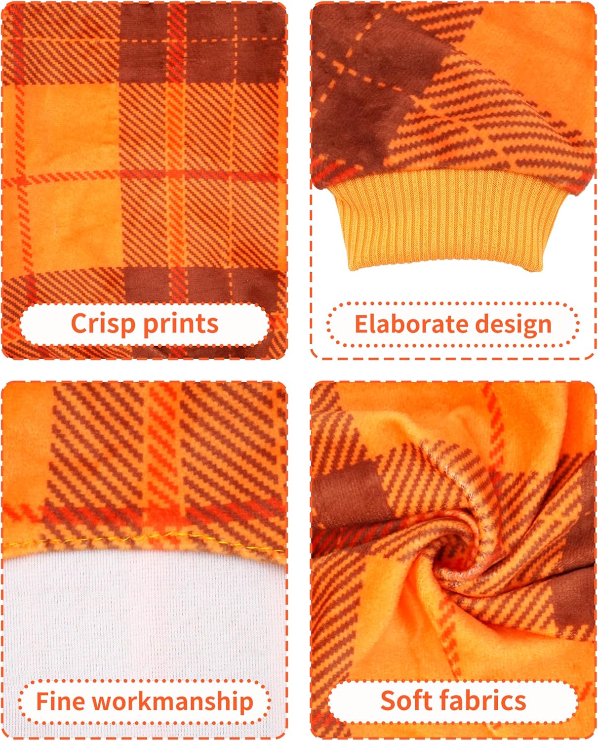 PET SHOW 4 Pack Small Dog Pajamas Holiday Dog Clothes for Medium Dogs Girl Boy Soft Stretchy PJs Plaid Jumpsuit Puppy Fall Onesies Outfits with Sleeve Pets Dachshund Costume(XL, Plaid)