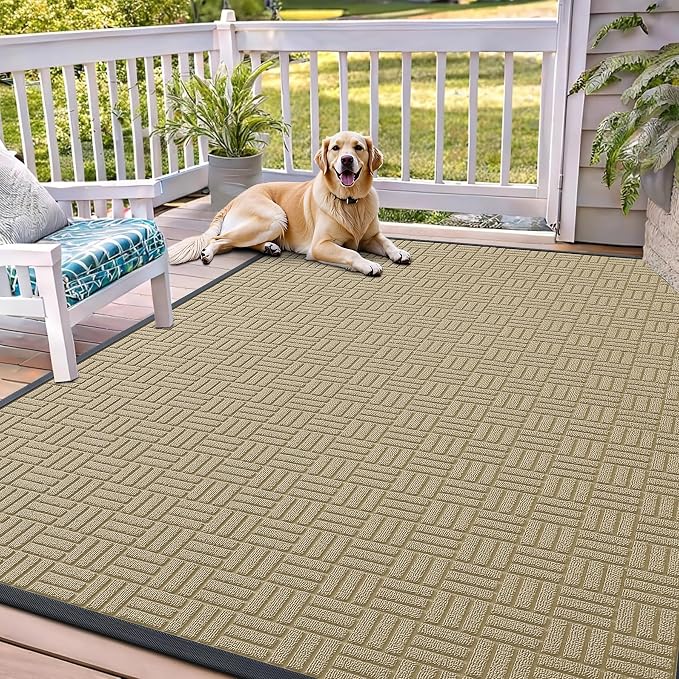 OLANLY Front Door Mat Outside Entrance 71x47, Heavy Duty Sturdy Natural Rubber