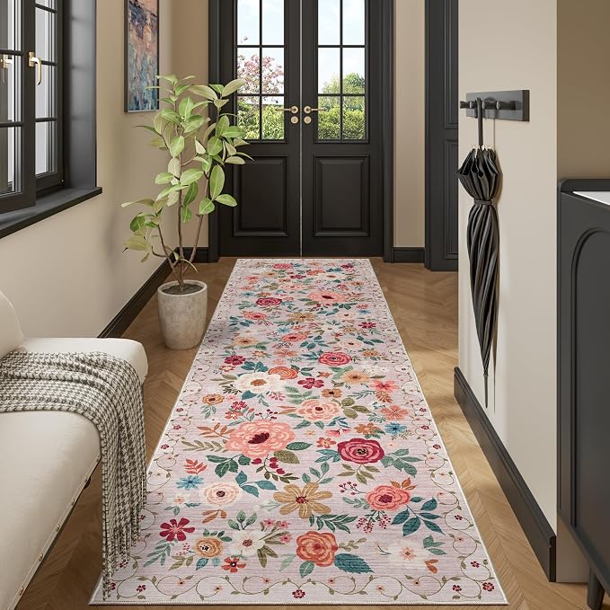 DUKINO 2x10 Runner Rug for Hallway, Washable Kitchen Runner Rug