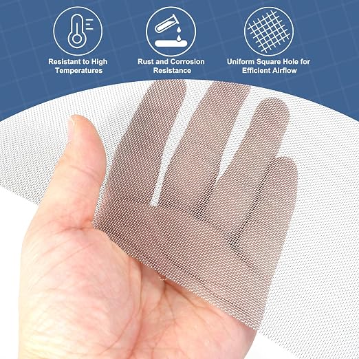 uxcell 30 Mesh 118" x 10" Woven Wire Mesh, 316 Stainless Steel Air Vent Filter