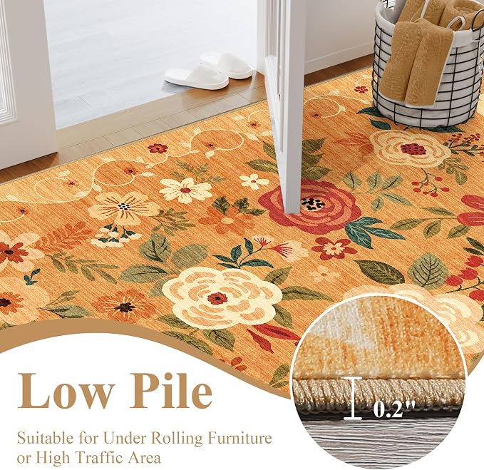 DUKINO 3x8 Runner Rug, Washable Rug