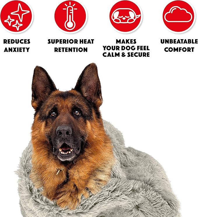 The Dog’s Blanket – Faux Fur Dog Blanket, Silver Grey, XL, 38x54