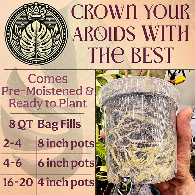Craft Aroid Potting Mix- Elite Organic Alocasia, Philodendron, Monstera Soil Mix, Chunky, Well Draining Potting Soil for Indoor Plants, All Tropical Plants & Houseplants, Sustainable & Peat Free 8QT