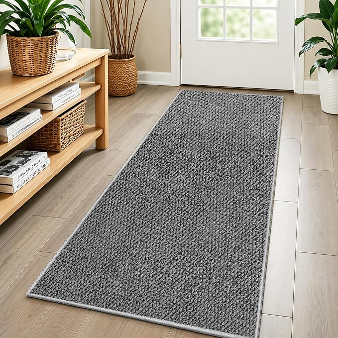 Faux Jute Hallway Runner Rug 2'x10', Washable & Non-Slip, No Odor. Farmhouse