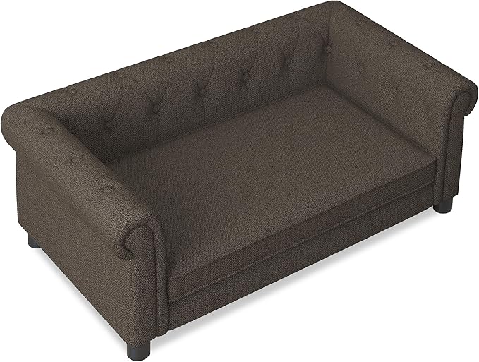 Dog Couch for Large Dogs, Elevated Durable Pet Sofa Bed, 24" W Comfortable Modern and Stylish Dog Sofa Couch with Dry Cleanable Fabric, Furniture for Medium & Large Breed (Dark Brown)