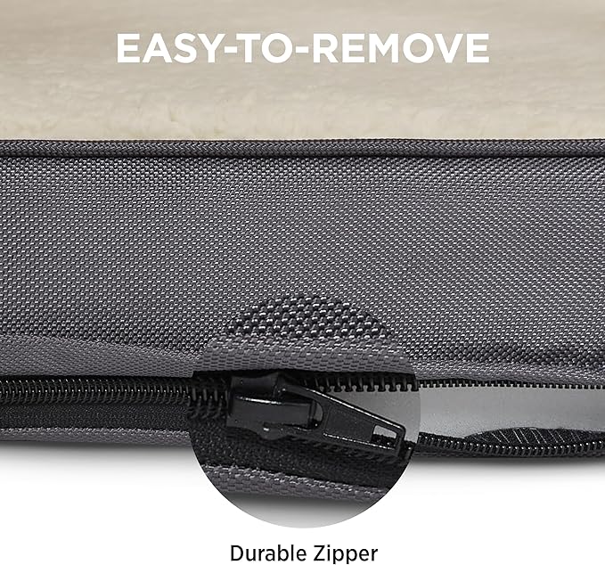 LE SURE XXL Washable Dog Bed Cover Replacement Plush Fleece Cover for Orthopedic Egg Crate Foam Pet Mat 54x44x4 Inches, Grey
