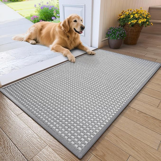 Front Door Mat 31''x47'', Absorbent Dirt Resist Washable Non Slip Low-Profile