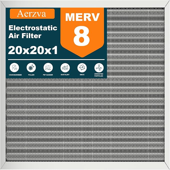 20x20x1 Reusable Air Filter, MERV 8, Permanent Electrostatic Air Filter