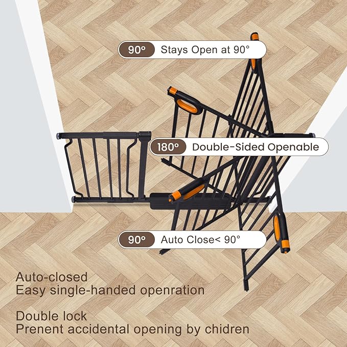 owlie Small Narrow Baby Gate for Stairs Doorways Hallways 23.6-27.6 Inch Wide Pressure Mounted Baby Gate Walk Through Child Gates Toddler Dogs Pet Indoor Stairway Doorway Black (30.5'' Tall)