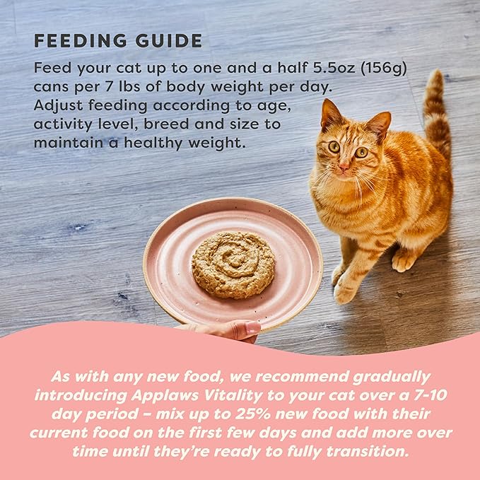 Applaws Vitality Wet Cat Food Paté, Natural Canned Cat Food, Wet Food for Cats with Added Vitamins and Minerals, Grain Free, Carrageenan Free, Tuna Fillet and Salmon (24 Count, 5.5oz Cans)