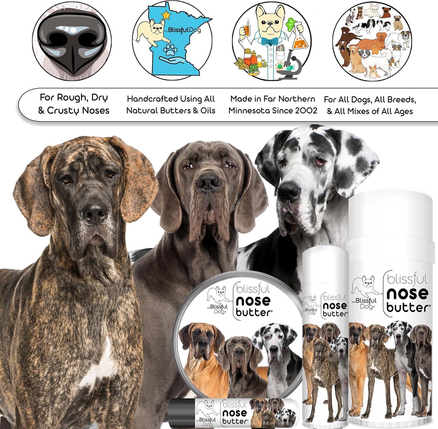 The Blissful Dog Great Dane Unscented Nose Butter - Dog Nose Butter, 2 Ounce