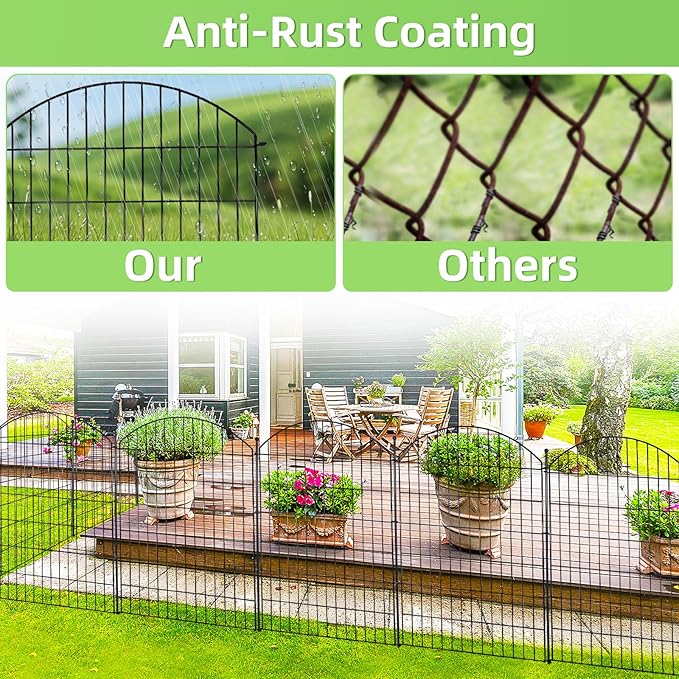 Decorative Garden Fence 40in (H) x24ft (L), 10 Pack No Dig Fence Animal Barrier for Dog, Arched Flower Bed Edging, Wire Border Panel Fencing for Yard Patio Outdoor Decor